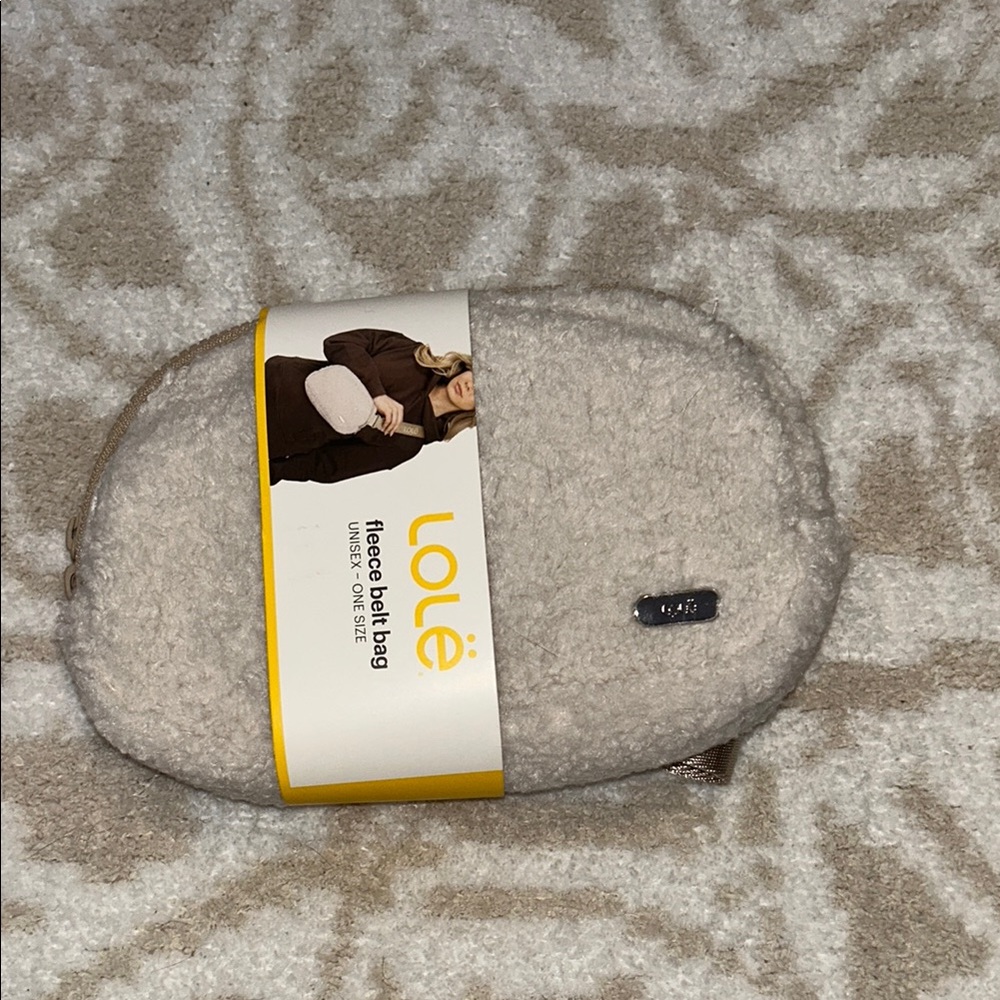 Lole Cozy Fleece Belt Bag in Beige
